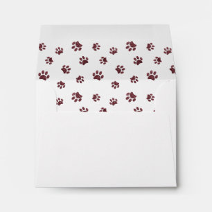 Rose Gold Glitter Paw Prints with Name and Address Envelope