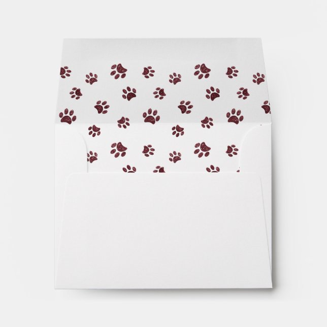 Rose Gold Glitter Paw Prints with Name and Address Envelope (Back (Bottom))