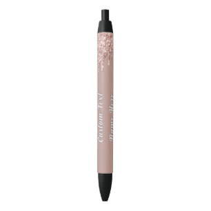 Rose Gold Glitter Pen with Custom Text Name