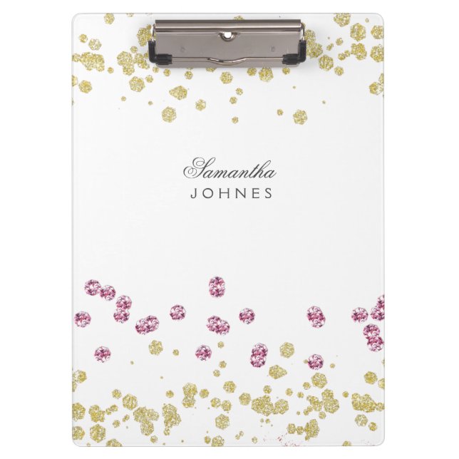 Rose Gold Glitter Personalised Clipboard (Front)