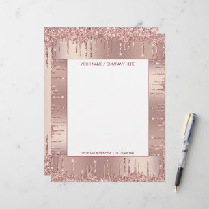 Rose Gold Glitter Personalised Letterhead
