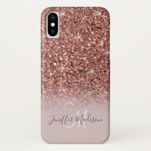 Rose gold glitter Personalised Name                iPhone X Case