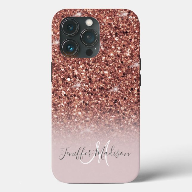 Rose gold glitter Personalised Name                Case-Mate iPhone Case (Back)