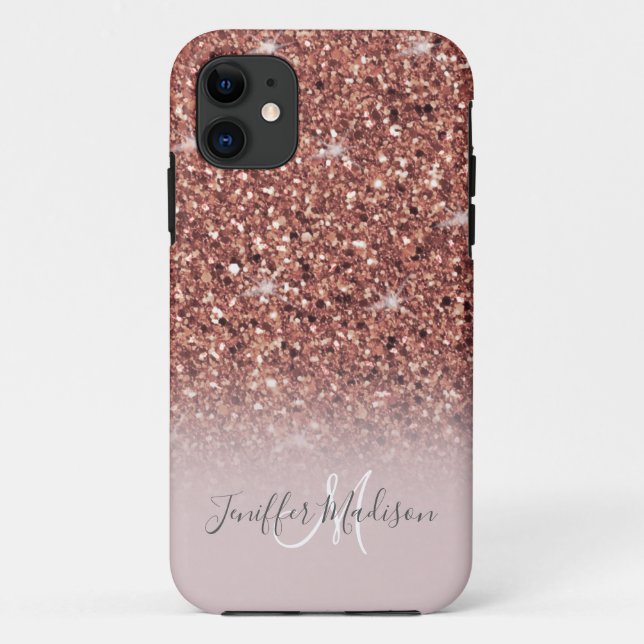Rose gold glitter Personalised Name                Case-Mate iPhone Case (Back)