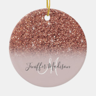 Rose gold glitter Personalised Name                Ceramic Ornament