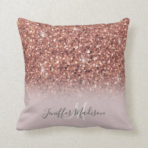 Rose gold glitter Personalised Name                Cushion