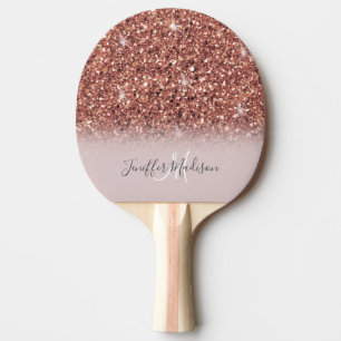 Rose gold glitter Personalised Name                Ping Pong Paddle