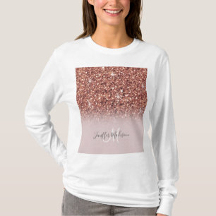 Rose gold glitter Personalised Name                T-Shirt