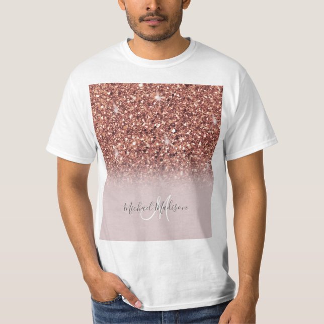 Rose gold glitter Personalised Name                T-Shirt (Front)