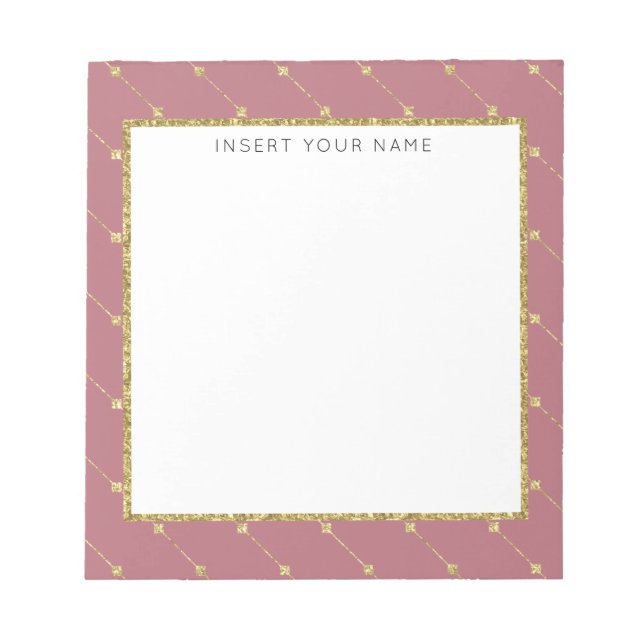 Rose Gold & Glitter Personalised Notepad 5.5" x 6" (Front)