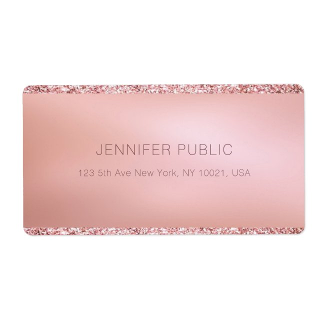 Rose Gold Glitter Personalised Template Shipping (Front)