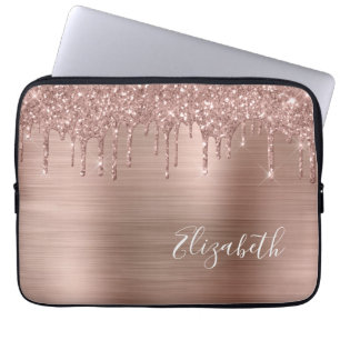 Rose Gold Glitter Personalized Laptop Sleeve
