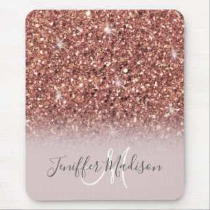 Rose gold glitter Personalized Name                Mouse Pad