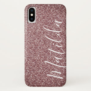 Rose Gold Glitter Personalized Name Script iPhone X Case