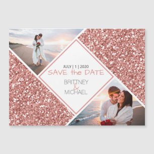 Rose Gold Glitter Photo Collage