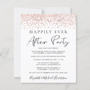 Rose Gold Glitter Photo Wedding Reception Invite