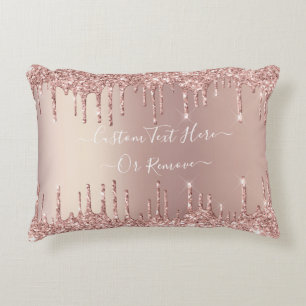 Rose Gold Glitter Pillow Custom Text Name