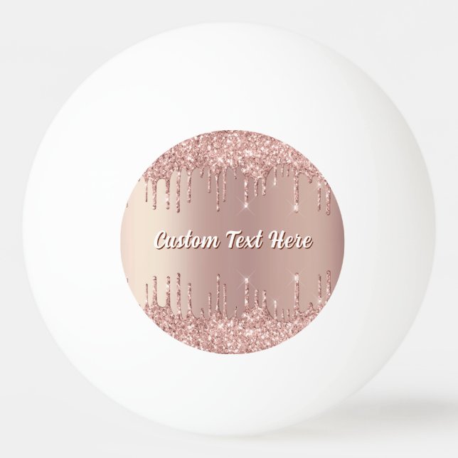Rose Gold Glitter Ping Pong Ball Custom Text Name (Front)