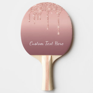 Rose Gold Glitter Ping Pong Paddle Custom Text