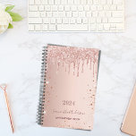 Rose gold glitter pink appointments name 2025 planner<br><div class="desc">A faux rose gold metallic looking background with elegant rose gold and pink faux glitter drips, paint dripping look. Template for a year. Personalize and add a name and a title. The name is written in dark rose gold with a modern hand lettered style script. Perfect for business, school, work,...</div>