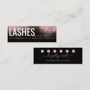 Rose Gold Glitter Pink Black Lash Technician Small Loyalty Card