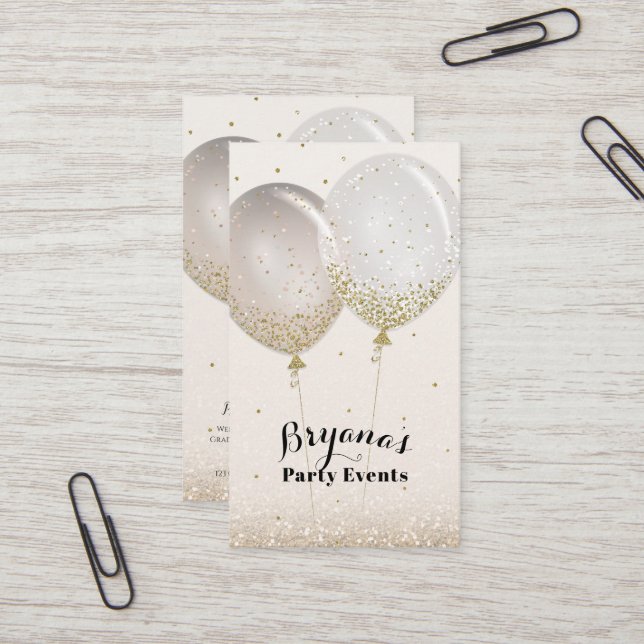 Rose Gold & Glitter Pink Blush Party Event Planner Business Card (Front/Back In Situ)