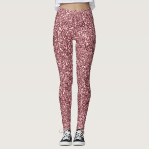 Rose Gold Glitter Pink Leggings