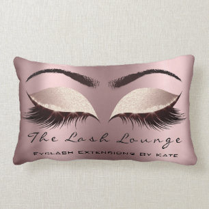 Rose Gold Glitter Pink Makeup Lashes Blush Spark Lumbar Cushion