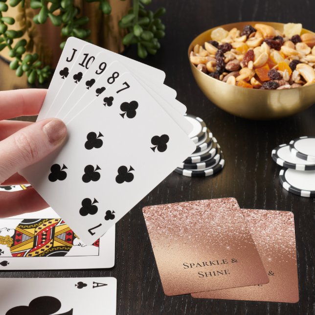 Rose Gold Glitter Playing Cards (In Situ)