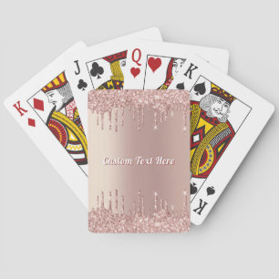 Rose Gold Glitter Playing Cards with Custom Text