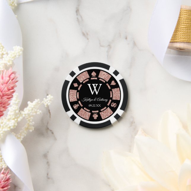 Rose Gold Glitter Poker Chip Casino Wedding (Wedding)