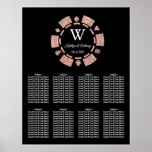 Rose Gold Glitter Poker Chip Casino Wedding Poster