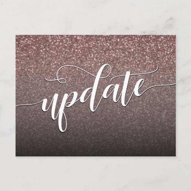 Rose Gold Glitter Postponed Wedding Update Postcard (Front)