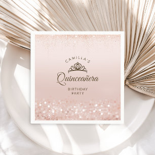 Rose Gold Glitter Quinceañera Napkin