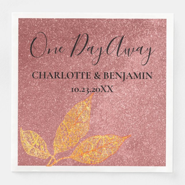Rose Gold Glitter  Rehearsal  Dinner Napkin (Front)