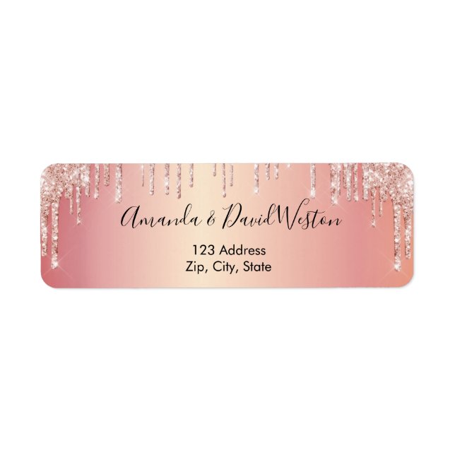 Rose gold glitter return address return address label (Front)