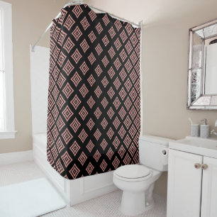 Rose Gold Glitter Rhomboid Pattern Shower Curtain