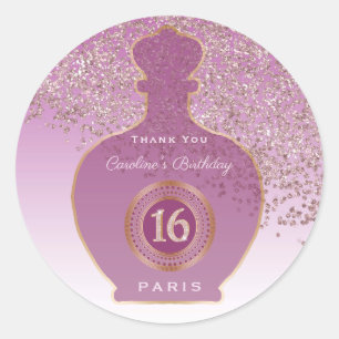 Rose Gold Glitter Rosé Fragrance, Sweet 16  Classic Round Sticker