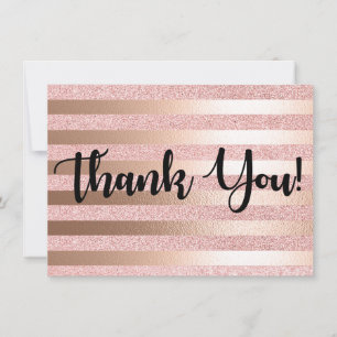 Rose Gold Glitter&Rose Gold Foil Thank You Card