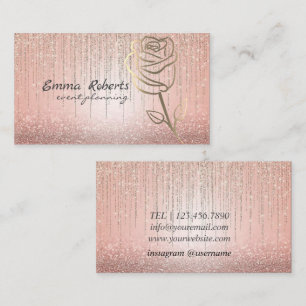 Rose Gold Glitter Rose Modern Business card