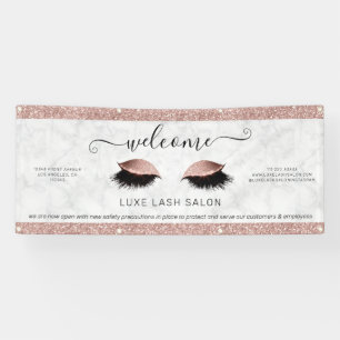 Rose Gold Glitter Salon Welcome Banner