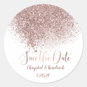 Rose Gold Glitter Save the Date Envelope Seal