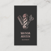 Rose Gold Glitter Scissor Comb Barber Pole 