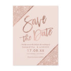 Rose gold glitter script blush pink save the date
