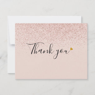 Rose Gold Glitter Script Business Thank You Card