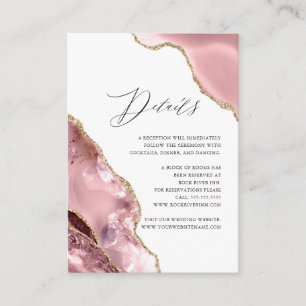 Rose Gold Glitter Script Luxury Wedding Details Enclosure Card