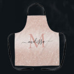 Rose Gold Glitter Script Name Monogram Apron<br><div class="desc">Rose Gold Glitter Script Name Monogram Apron</div>