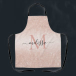 Rose Gold Glitter Script Name Monogram Apron<br><div class="desc">Rose Gold Glitter Script Name Monogram Apron</div>