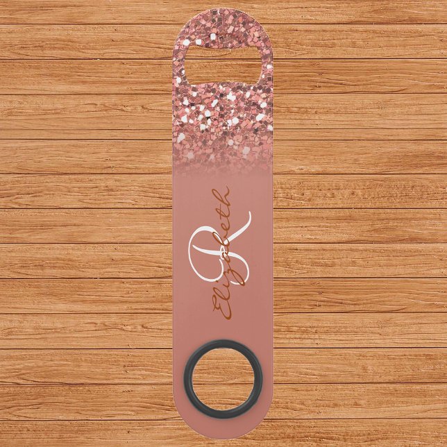 Rose Gold Glitter Sequin Look Monogram Stylish (Creator Uploaded)