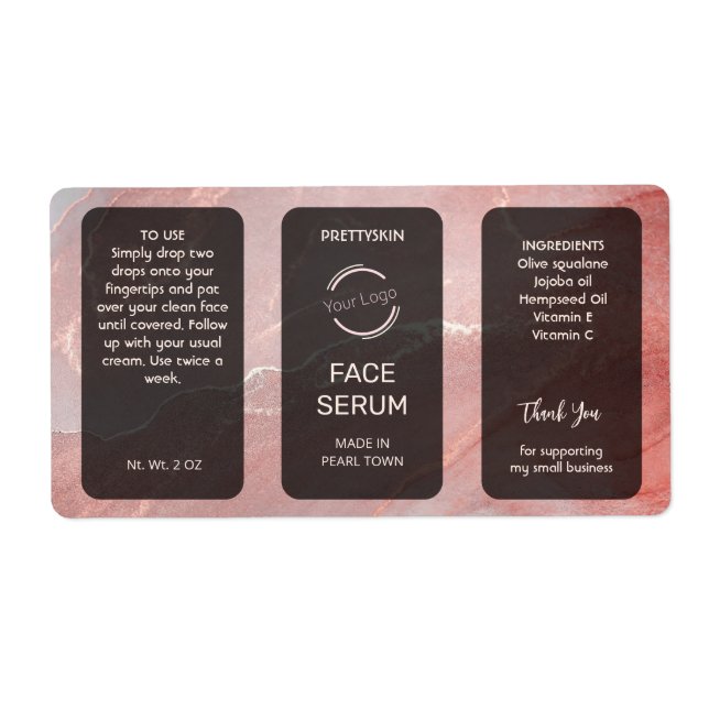 Rose Gold Glitter Serum Label (Front)